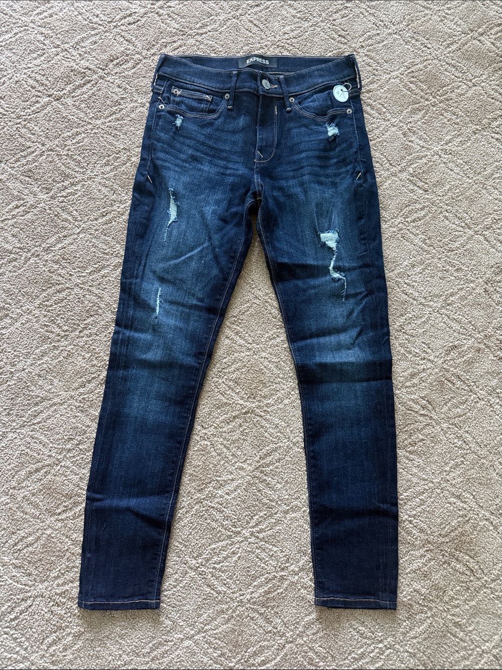 Express Blue Distressed Skinny Jeans